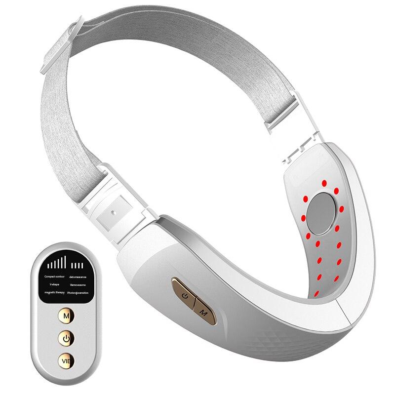 

Устройство для лифтинга лица Светодиодная фотонная терапия Вибрационный массажер для похудения лица V Спасательный пояс для лица Двойной подбородок V-образный лифтинг щек V Массажер для лица белый