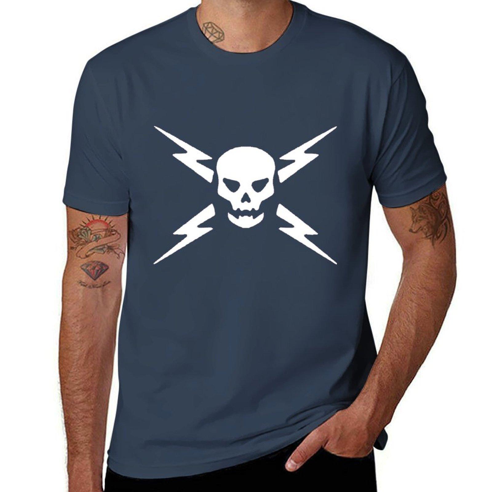 Lighting Skull (White) TShirt Plus Size Simple Casual Top S