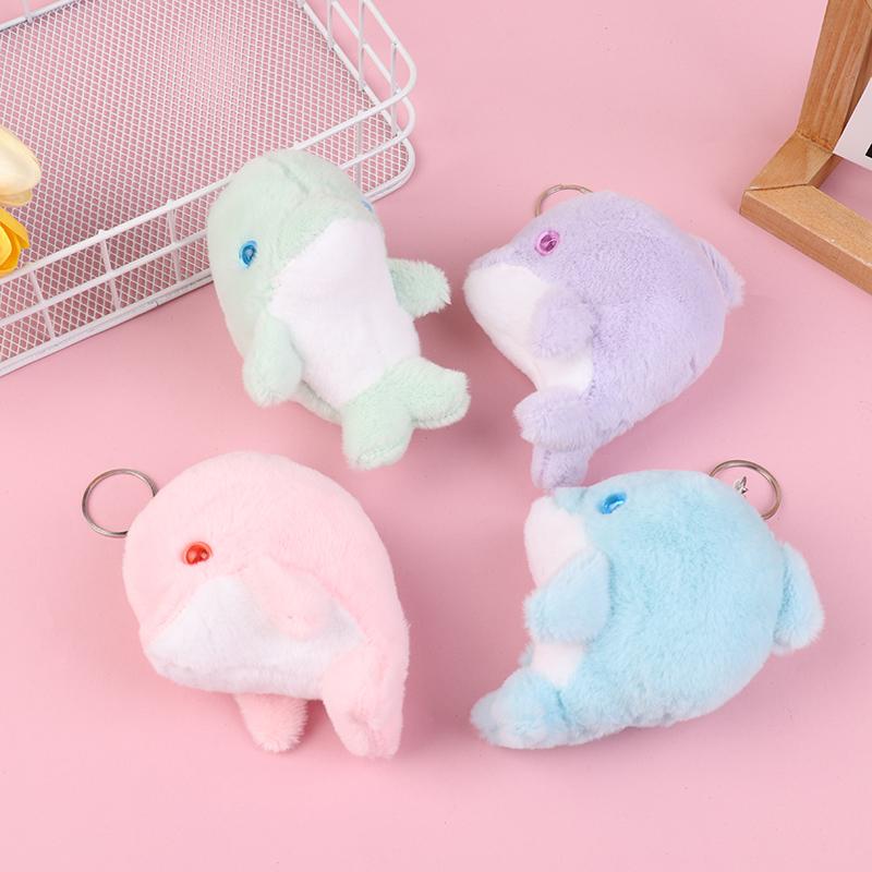 Kawaii Dolphin Plush Toy Cartoon Stuffed Animal Keychain Lovely Plush Doll Key Holder Backpack Pendant For Kid Gifts