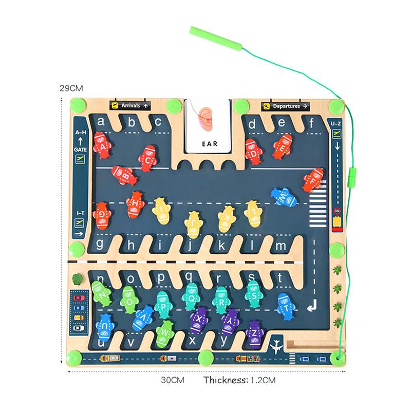 Magnetisches Alphabetbrett Montessori Magnetisches Alphabet-Labyrinth-Puzzle Parkplatz-Puzzle Für Kinder Vorschule Magnetisches Sortierspiel