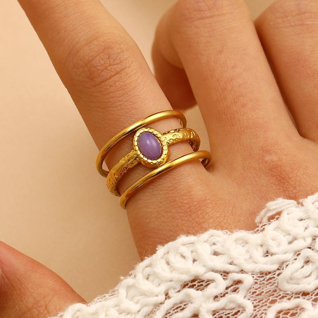 Vintage Turquoise Stainless Steel Open Finger Ring for Women