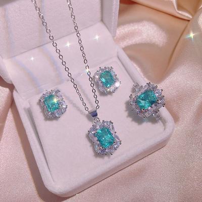 Retro Classic Floral Fashion All Purpose Stud Earrings Pendant Ring Three Piece Set