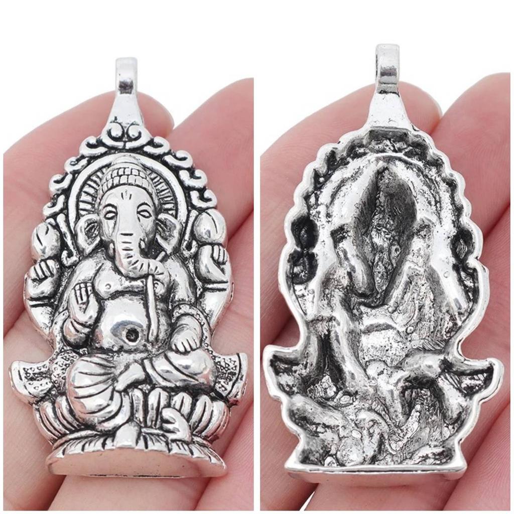 Vintage Retro Ganesha Hindu Elephant Head God Pendant Necklace Chain Unisex Men Women Fashion Gothic Amulet Talisman Success Wealthy Rich Jewelry Gift