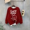 C S In The Room Cat letterIng prInted Long Sleeve Knit 4Color