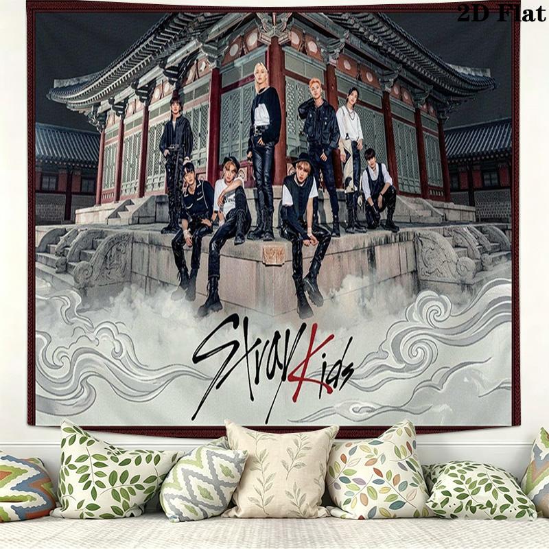 SKZ Kpop Wall Tapestry Aesthetic Wall Hanging Printed Fabric Blanket Decorative Tapestries for Bedroom Living Room Home Decor