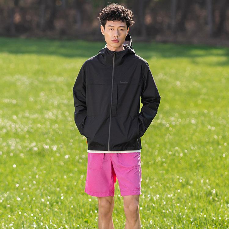 Timberland Solid Color Outdoor Waterproof Packable Hooded Jacket Men Jackets Black A6R9S-001