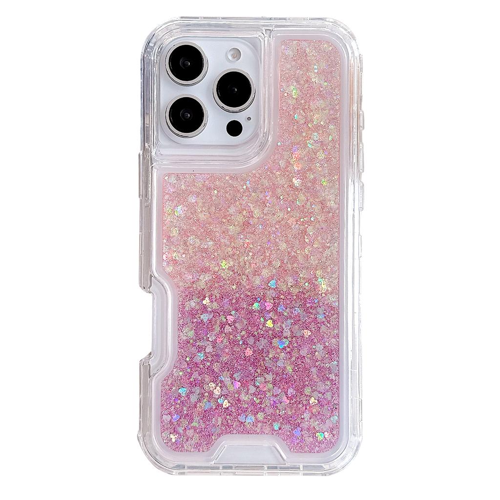 For iPhone 16 Pro Max Case Glitter Epoxy TPU PC Phone Back Cover Detachable 2 in 1