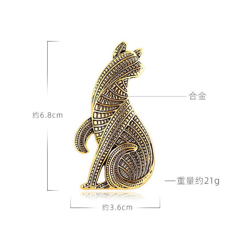 Brose de pisică drăguță de cristal de modă pentru femei pentru femei, aur galben de lux, culoare argintie, broșă cu animale din aliaj, ace de siguranță