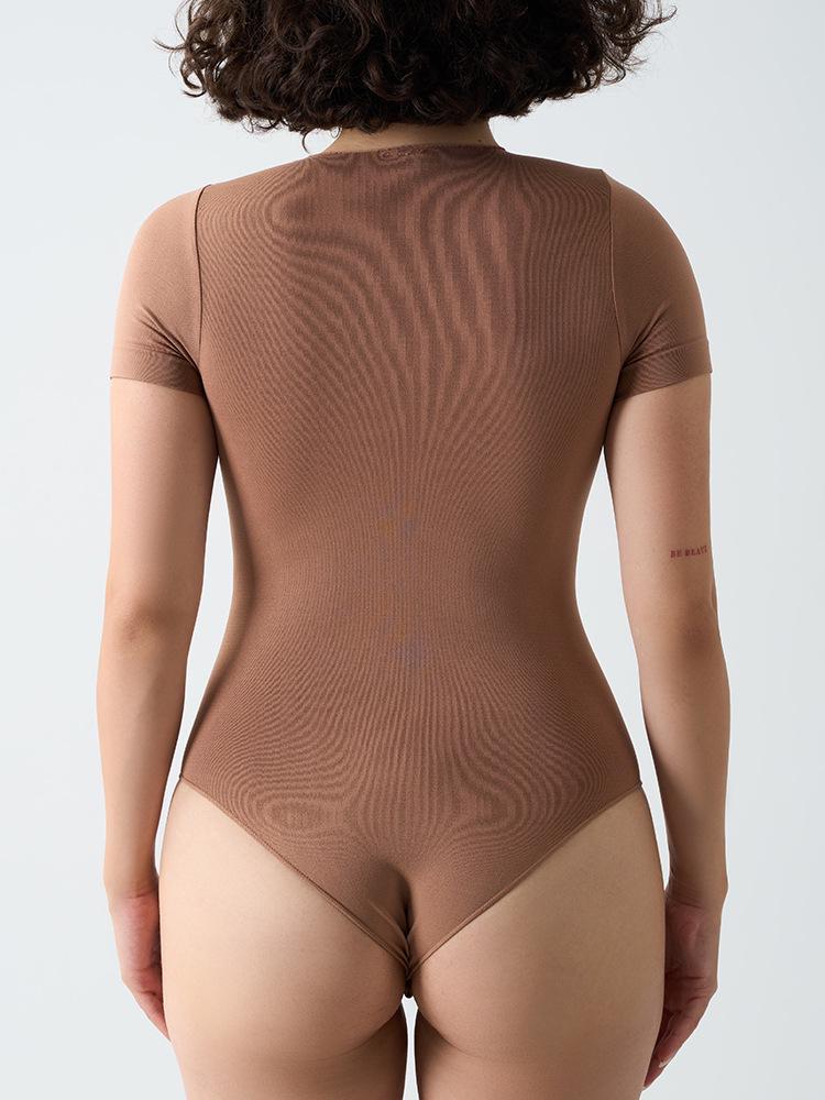 Seamless Short Sleeve Yoga Bodysuit - Nude Feeling