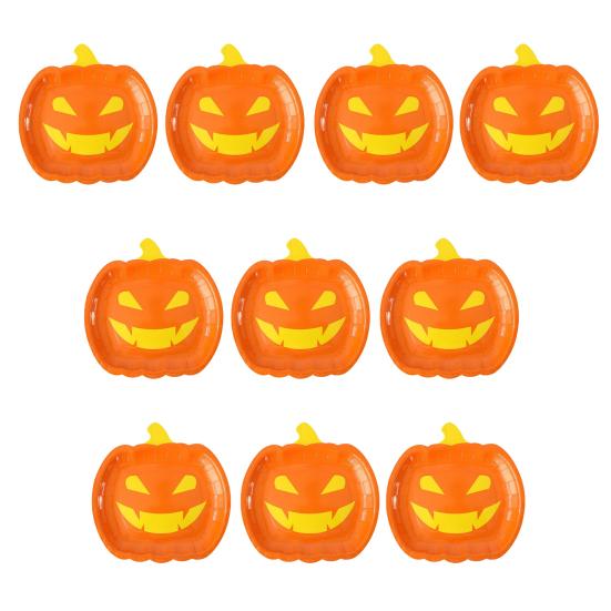 Halloween Pumpkin Paper Plates Black Orange Pumpkin Grimace Plates Disposable Serving Trays for Halloween Party Favors