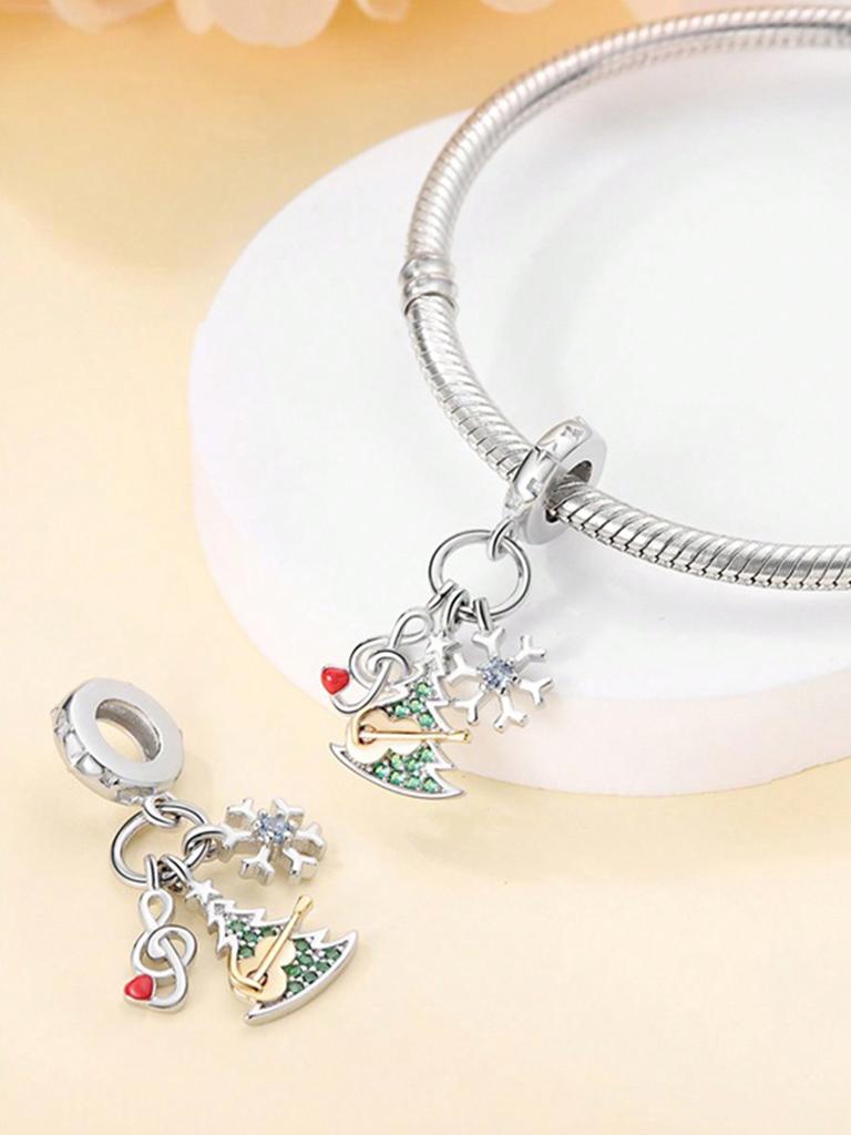 Copper Plated Original Charms Santa Claus Snowman Cottage Beads Fit Bracelet Women'S Jewelry Gift