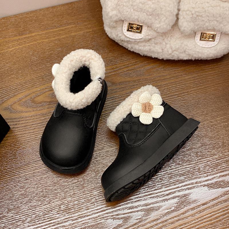 

Winter Toddler Girl Velvet Cotton Snow Boots with Soft Sole Size 22: Inner length 14.0cm чорний