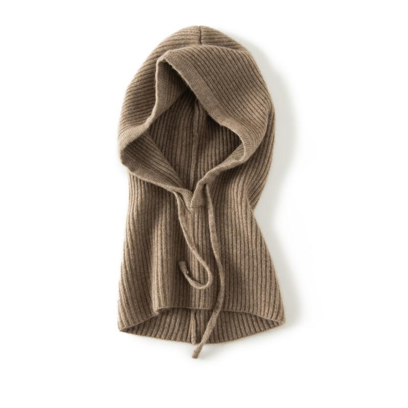 Wool Cashmere Knitted Hood Hat Scarf
