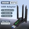 900Mbps USB WiFi 6 Bluetooth 5.4 Adaptör Çift Bant 2.4G/5Ghz Kablosuz Ağ Kartı PC/Dizüstü Bilgisayar için Sürücüsüz Win 10/11