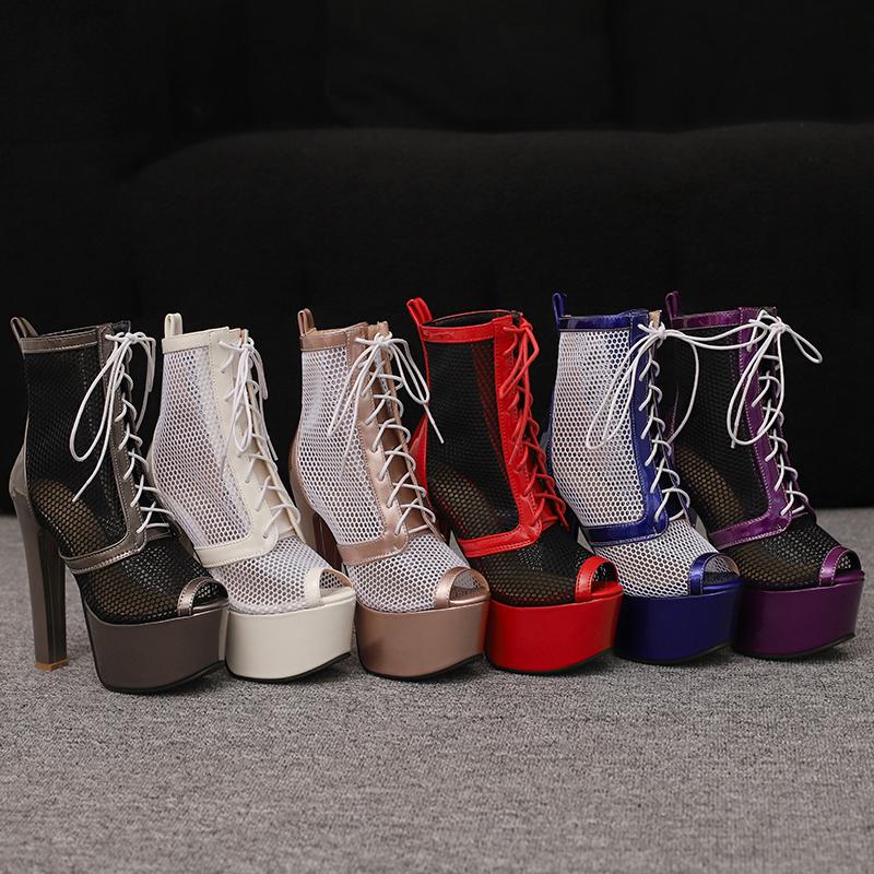 Women's high-heeled sandals sexy European and American style waterproof table thick heel large size hollow fish mouth shoes