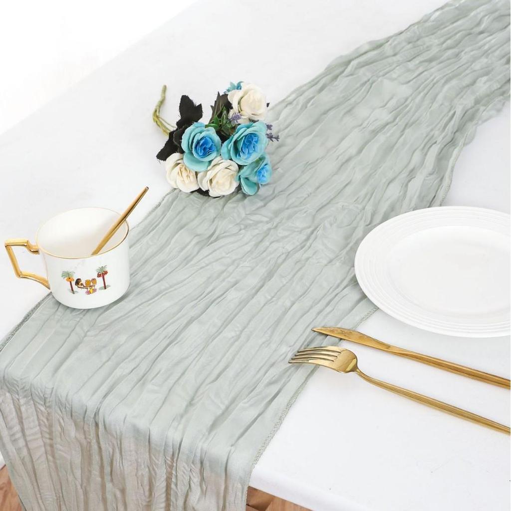 Bohemian Dreamy Bali Yarn Crepe Pleated Table Runner Tablecloth