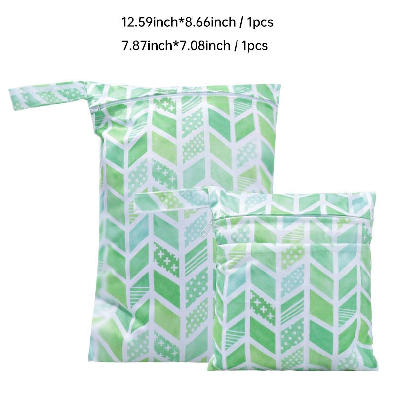 2 шт. многоразовые гигиенические салфетки, набор женских сумок для подгузников, сухие и влажные пакеты для подгузников, подходят для праздничных и рождественских подарков 2 Pcs / 1 Set  -  Routine белый/зелёный