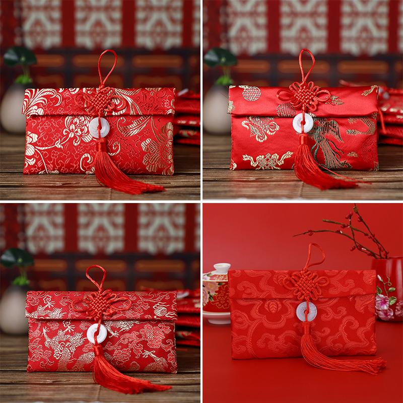 2026 New Year Red Packets Birthday Brocade Money Bag Wedding Red Envelopes Dragon Phoenix Spring Festival Blessing Lucky Gift