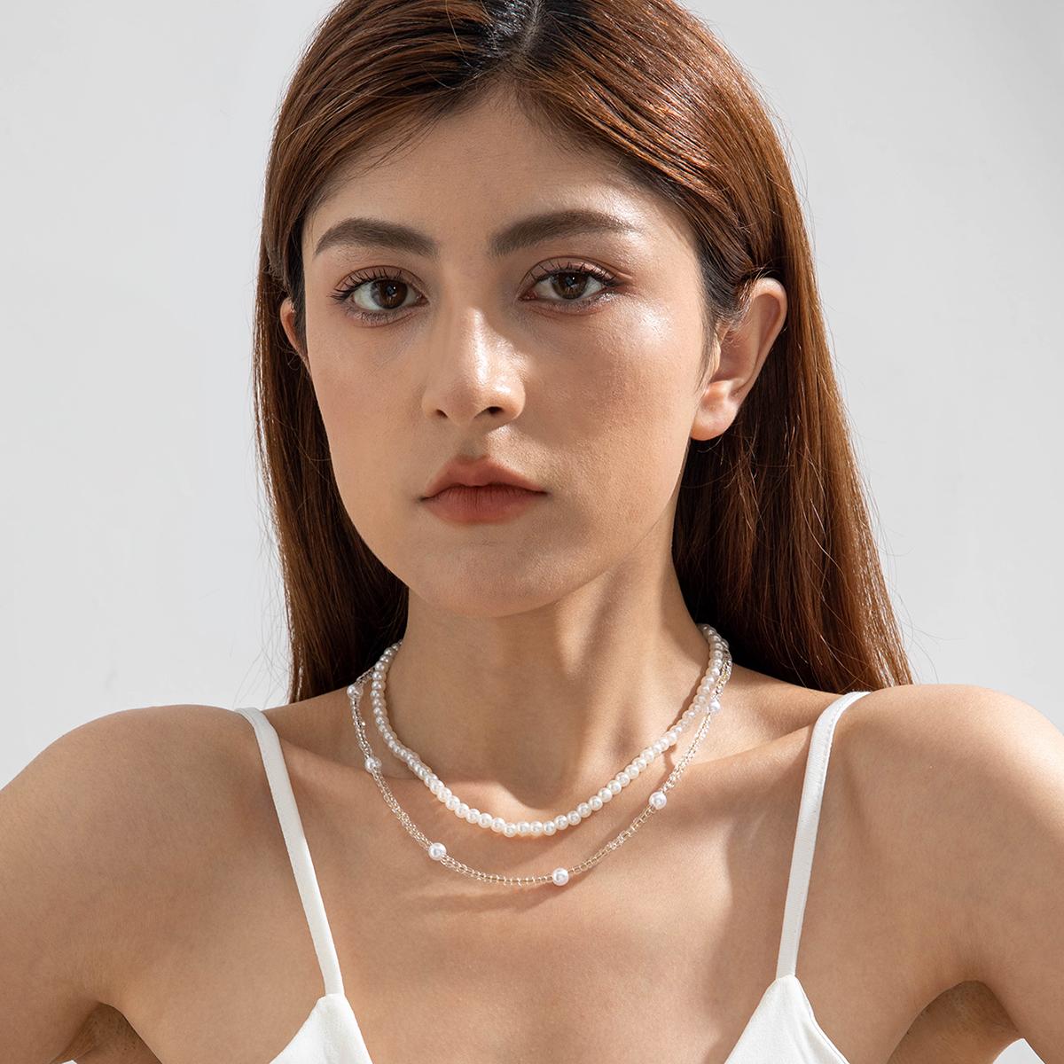 

Европейский и американский трансграничный новый модный и милый жемчуг имитация рисового жемчуга ожерелье женские украшения для путешествий повседневные