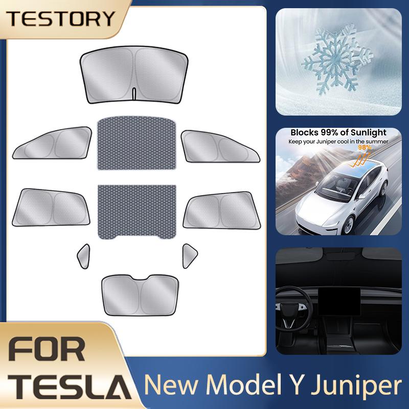 For Tesla Model Y Juniper 2025 Accessories SunShades Roof Sunshade Sunroof Upgrade Graphene Windshield Sunshades Privacy Curtain