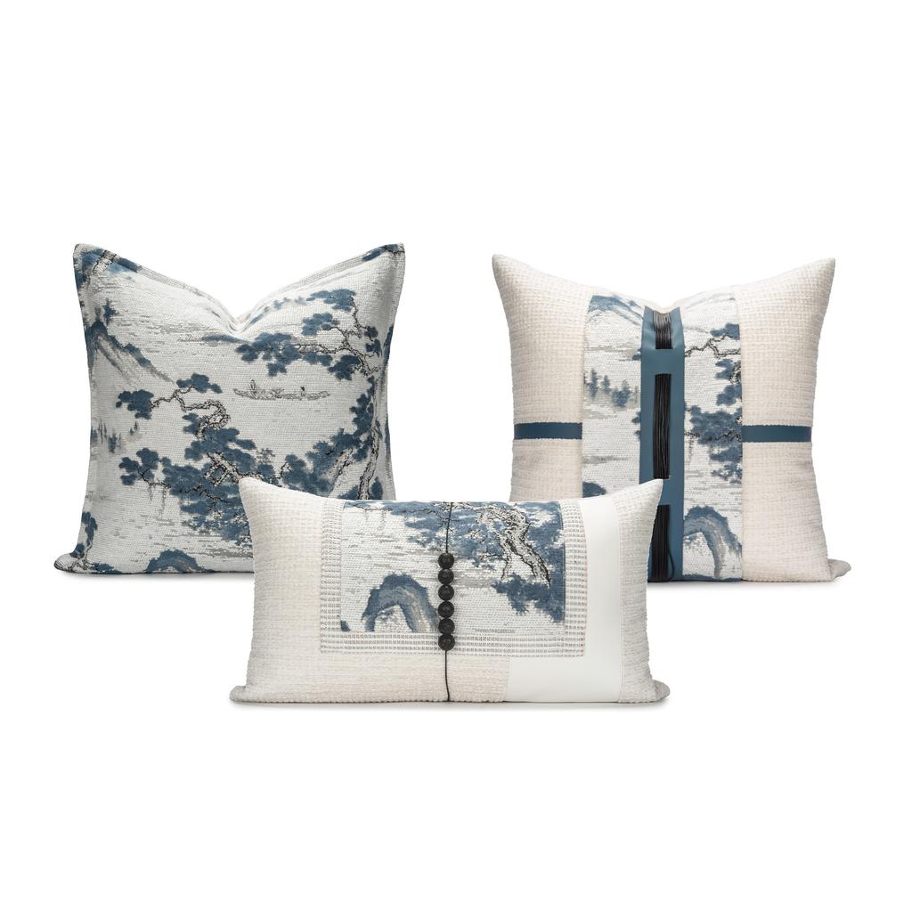 Modern Chinese Style Sofa Pillow Mountain Water Landscape Painting Lightweight Luxury Combination Home Stay Bed Head Cushion