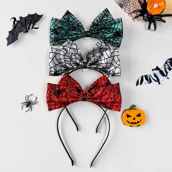 Eye Catching Festival Hair Accessories Halloween Headband with Spider Web Bow And Eyeball/Pumpkin/Ghost Decor for Lightweight Adults Kids Cosplay