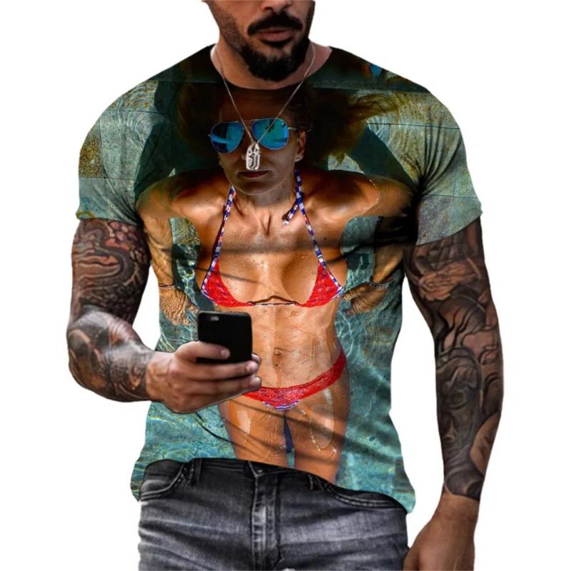 Летняя хип-хоп красота плавание горячая распродажа окрашенная мужская футболка креативная — фото 4