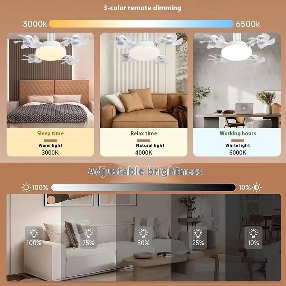 E27 Multifunctional Flower Shaped Ceiling Fan Light with Remote Energy Saving Suitable for Living Room Study Home