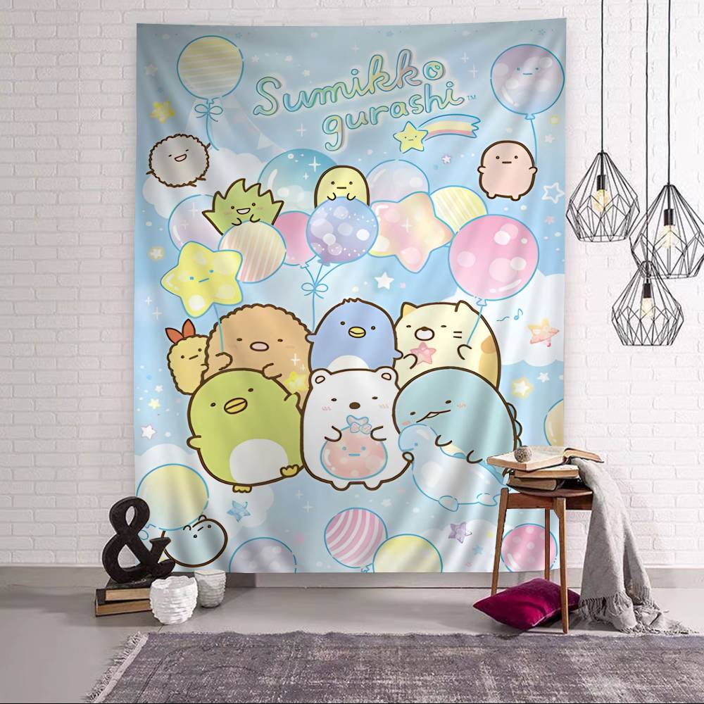 Japan Anime Sumikko Gurashi Wall Tapestry Hanging Tarot Hippie Wall Rugs Dorm Wall Hanging Sheets