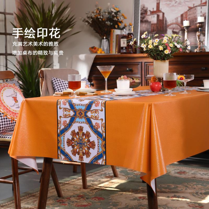 Nordic National Fresh Air Tablecloth Waterproof And Oil-Proof Leave-In Household Tablecloth Pvc Dining Table Mat