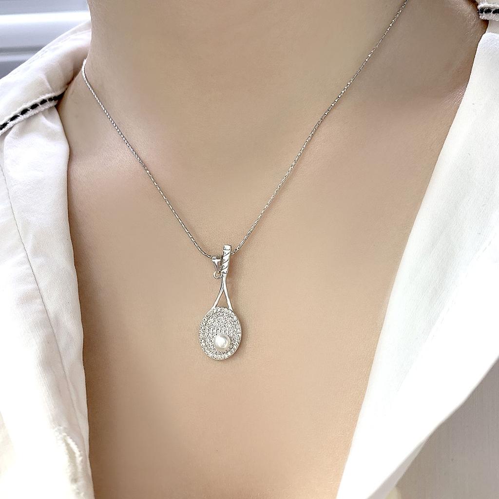Silver Pendant with Cubic Zirconias, Pearls (2080909)