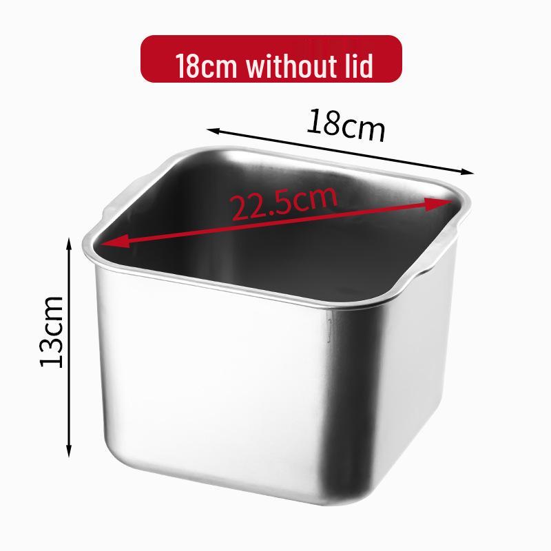 304 Stainless Steel Square Jam Bowl with Lid - Commercial Kitchen Seasoning and Sauce Container.