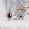 925 Sterling Silver Earrings Natural Dark Longrido Pear 4*6mm Filled Ruby Fine Jewelry for Women's Anniversary and Birthday Gift