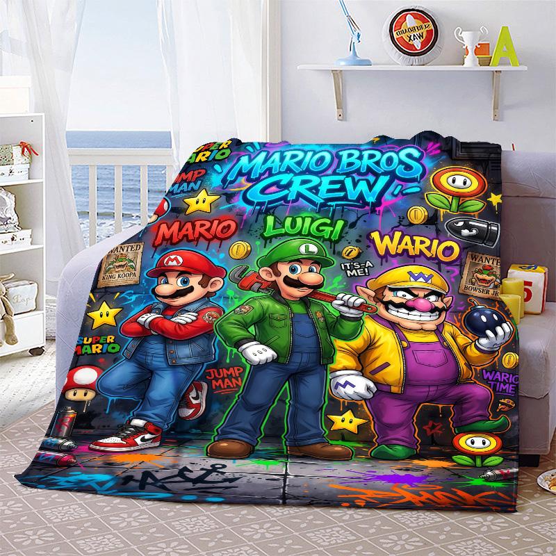 Super Mario Decorative Flannel Blanket Soft Warm Throw Cozy Blanket for Sofa Bed Home Decor -QJY