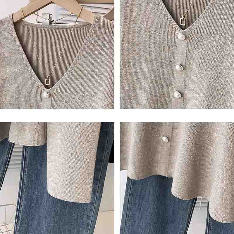 Fashion Autumn Winter Long Sleeve Knitted Sweater Women Pullovers Casual V-Neck Black Knit Women Sweater Pullover Tops JJ58