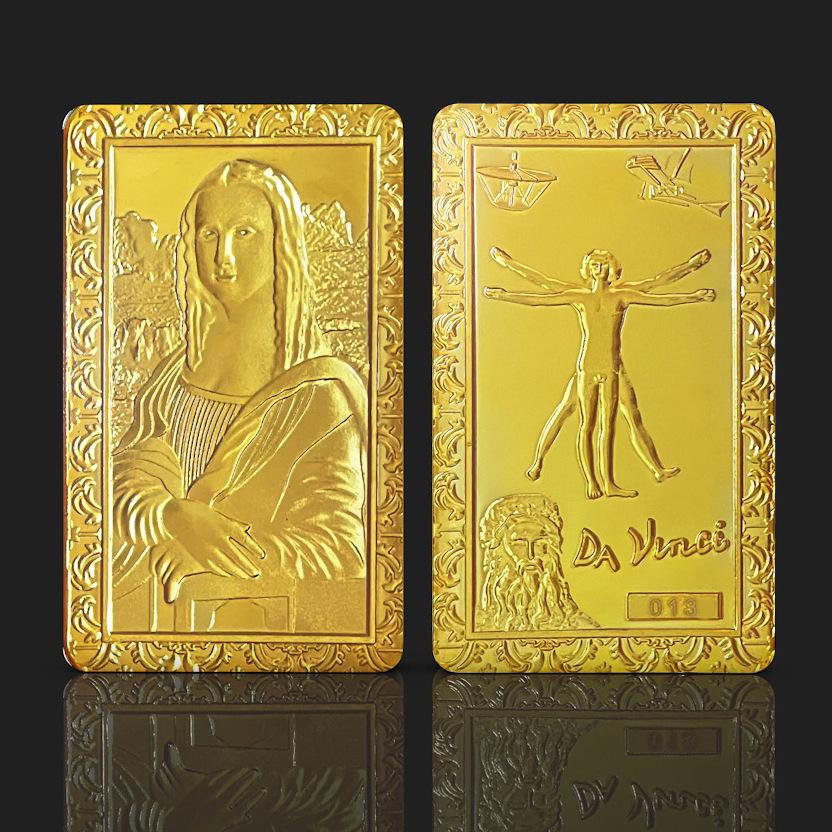 Mona Lisa, Ruyi brand, commemorative gold bullion, Leonardo da Vinci masterpiece, metal crafts, gold-plated coins, decorative ornaments