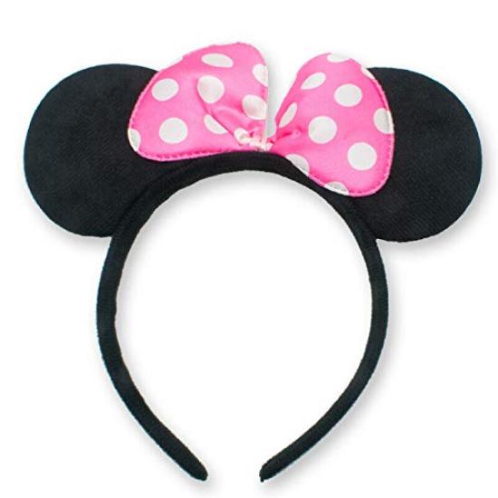 Set of 24 Mickey and Minnie Mouse Costume Deluxe Fabric Ear Headbands In White Polka Dots, Perfect for Boys and Girls Birthday Parties, Baby Shower