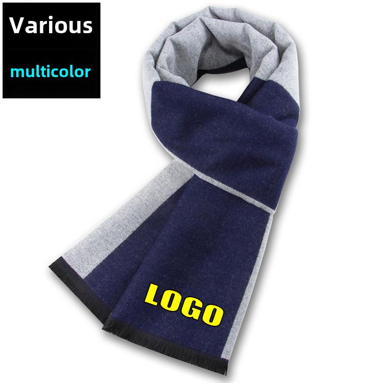 Men's Autumn & Winter Plaid Imitation Cashmere Scarf - Warm & Thick Custom Design