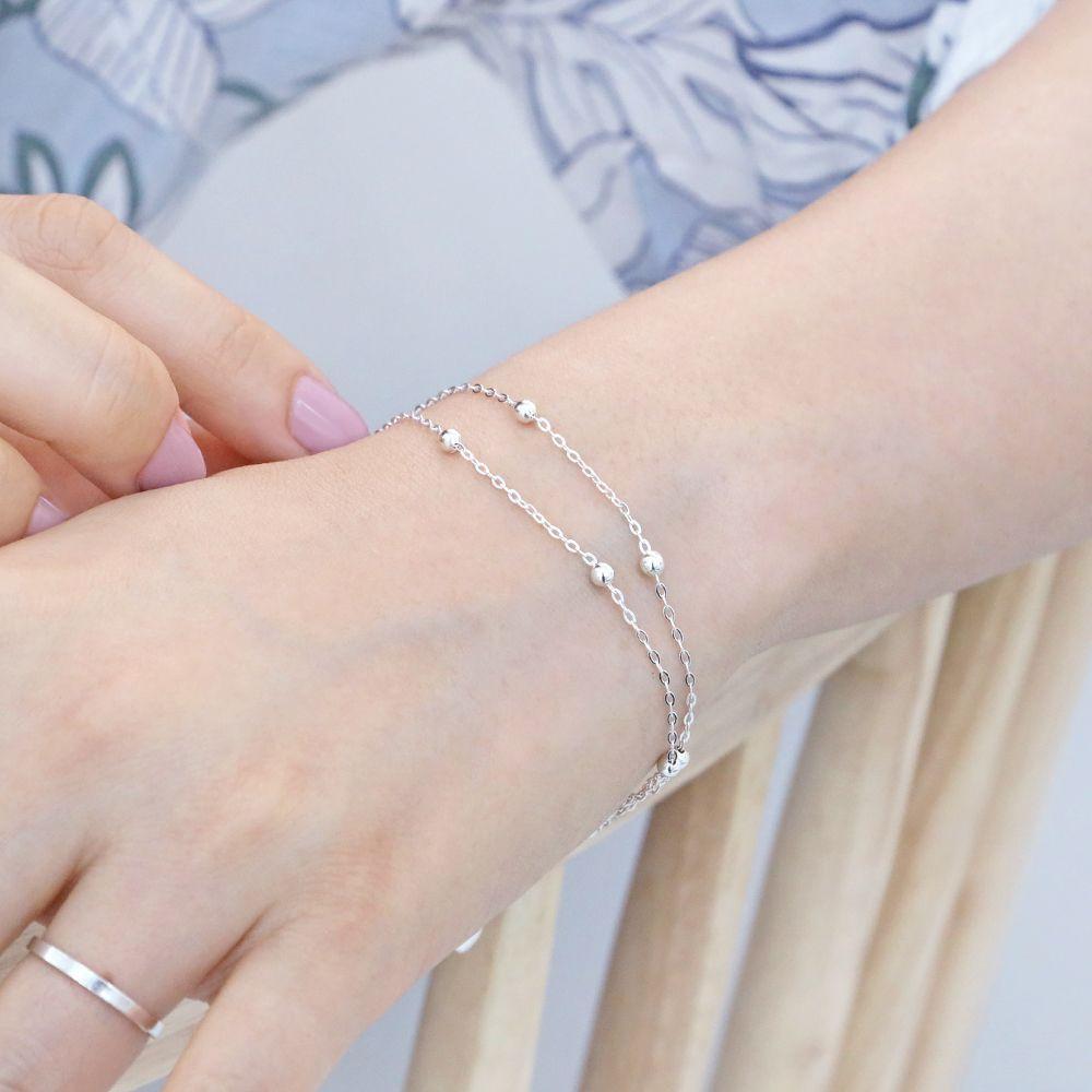 92.5 Silver Double Ball Chain Silver Bracelet