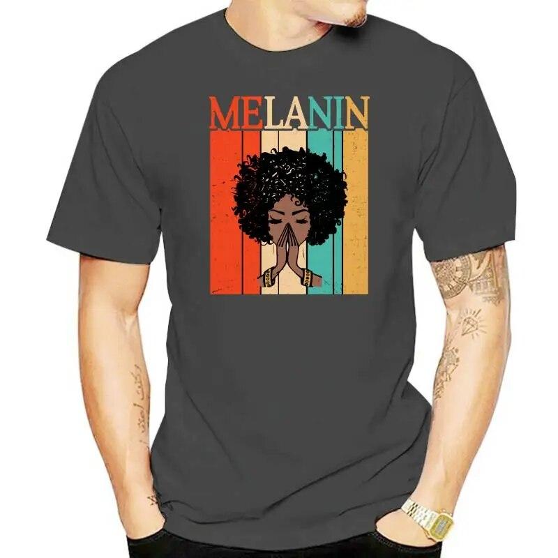 Proud Melanin Black Girls T-Shirt For Women Afro Hair Queens Tee Gift Vintage