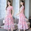 Summer Korean Version Dress New Printed Large Size Skirt Long Female Mother Floral Middle-aged and Elderly Beach Skirt