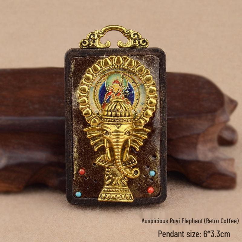 Ebony Tangka Necklace with Ethnic Na Fu Pendant - Buddha Amulet for Men & Women