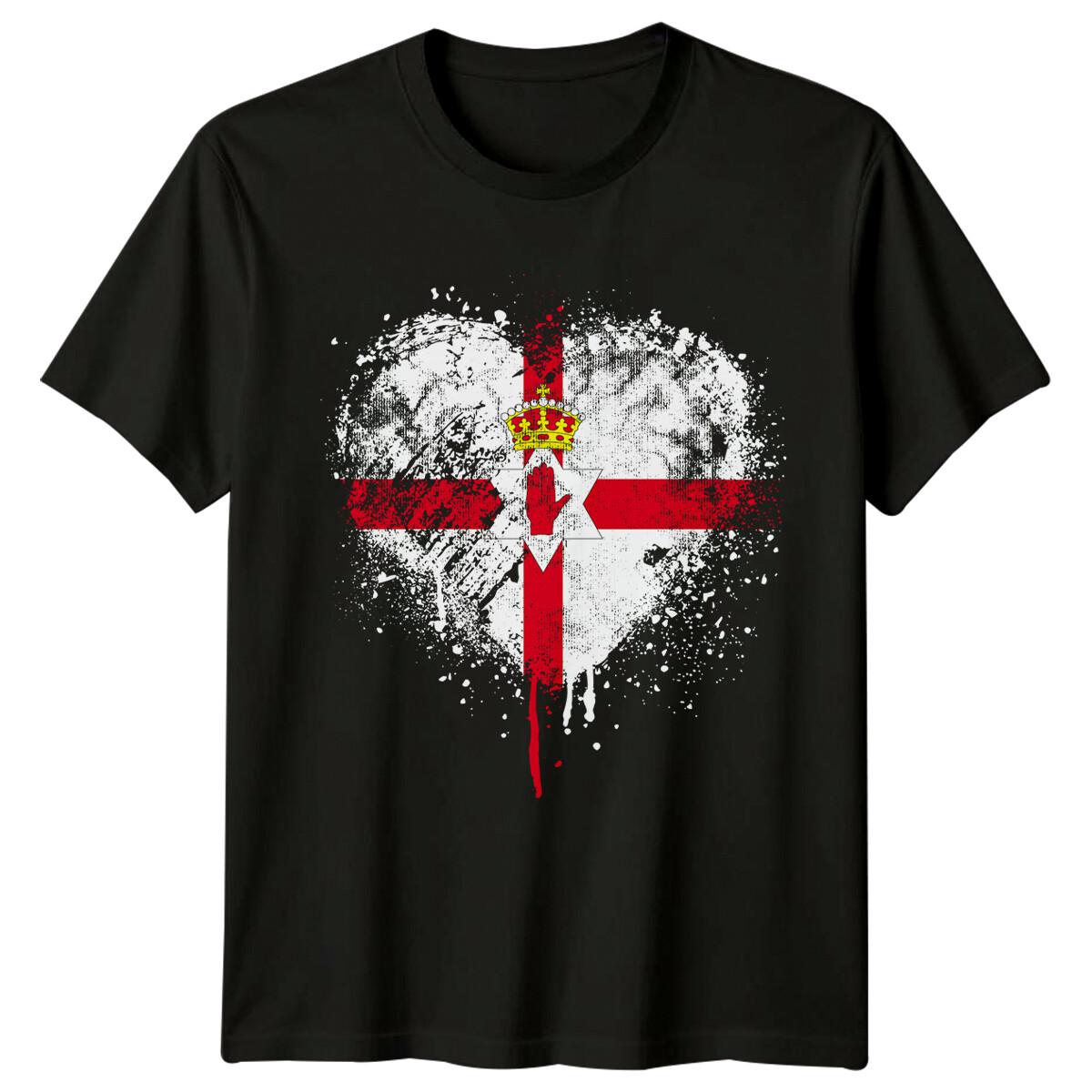 

Northern Ireland Flag Heart Mens T-Shirt Ulster Pride Tee 4XL