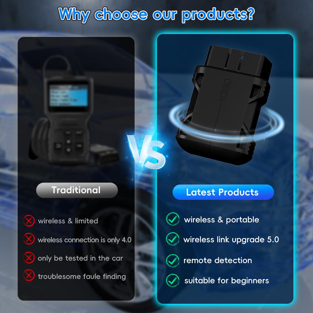 OBD2 Scanner Bluetooth 5.0 Car Auto Diagnostic Scan Tool for iOS iPhone Android Check Engine Light Reset OBD II Code Reader