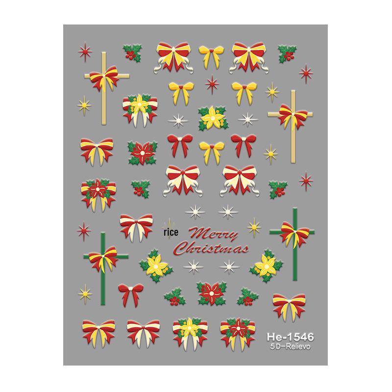 Redanco 5D Embossed Cartoon Nail Stickers: Cute Bow 3D Design (HE1547)