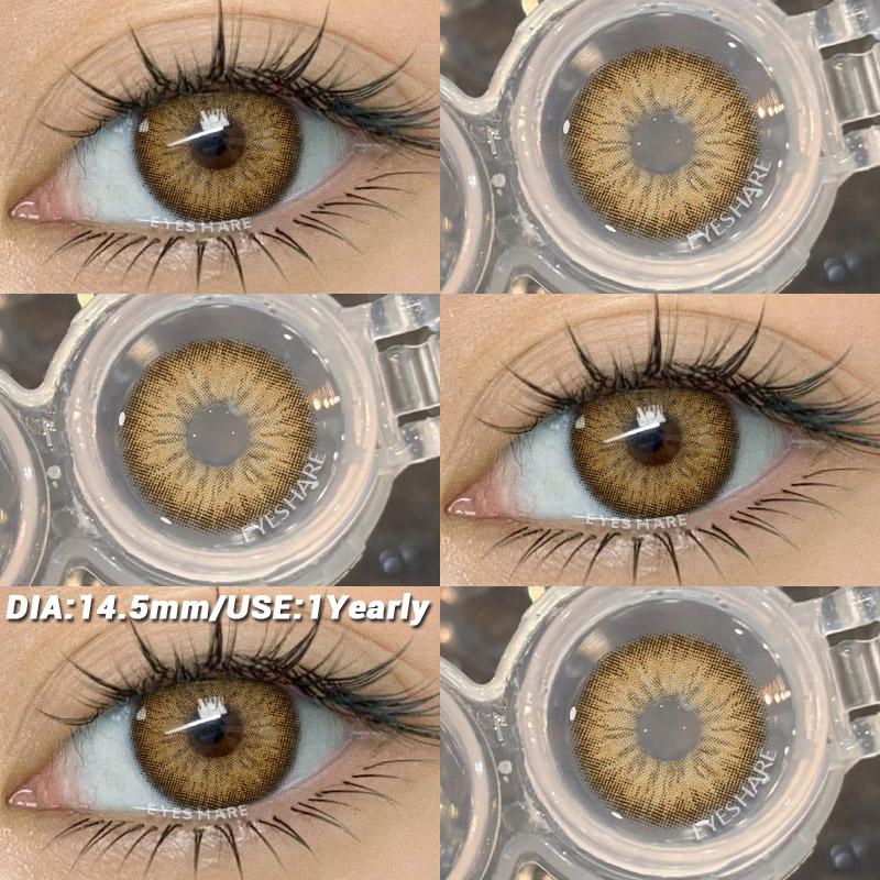AMARA 1 Paar Braune Naturfarbene Kontaktlinsen für Augen RIYADH Serie Weichlinsen Koreanisches Augen-Make-up Mode Blaue Farblinsen