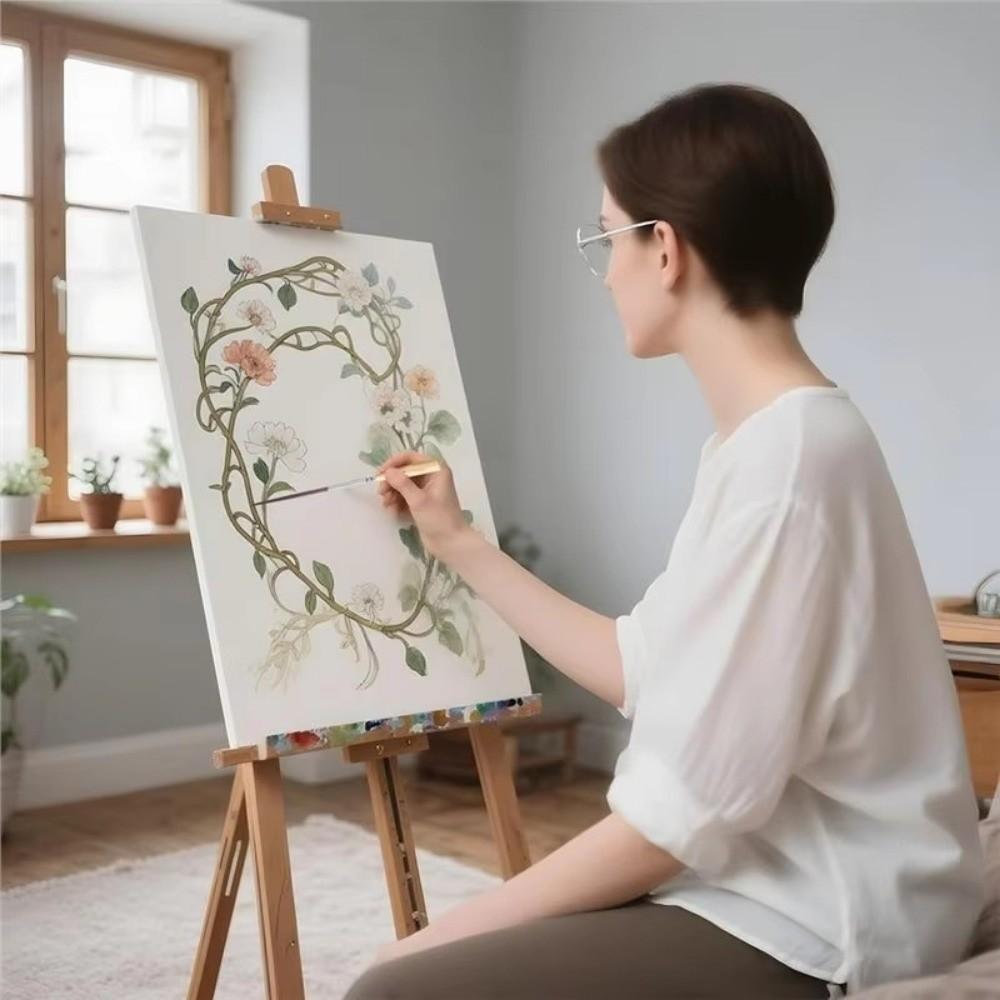 5Pcs Wood  Handle Long Line Brush Set Smooth Strokes Art Paint Brushes Painting Brush Set  Child