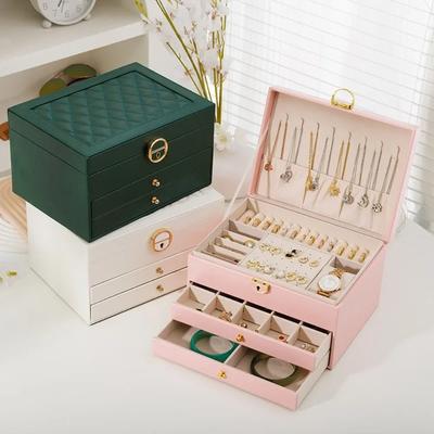 Three-layer Jewelry Storage Box for High-end Exquisite Necklaces, Earrings,Gold Jewelry and Hand Accessories with Large Capacity