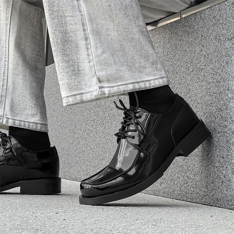 Fashion 2025 Men Business Leather Shoes Attire Cowhide Height Increasing Commuting Shoes Men British Suits Groom Wedding Party Shoes
