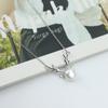 Exquisite S925 Silver Antler Necklace with Freshwater Pearl - Ideal Christmas Gift